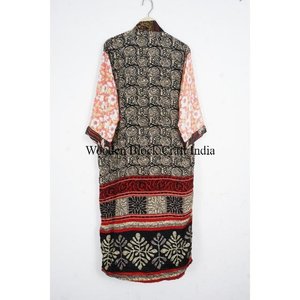 Robe Kimono de Luxe 100% Soie Florale Élégante Séchage Rapide Robe Longue d'Été Toucher Lisse Taille Unique Cache-Maillot de Plage Automne avec Cordon de Serrage - Product Image 5