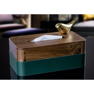 Caja de pañuelos de mesa decorativa para el hogar de último diseñador con acento de metal Caja de pañuelos de madera y metal de primera calidad a bajo precio - Product Image 2