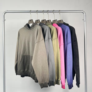 Fabrication de chiffons à épaules tombantes en coton 100% pour hommes pull unisexe personnalisé poids lourd surdimensionné broderie vierge sweats à capuche - Product Image 1