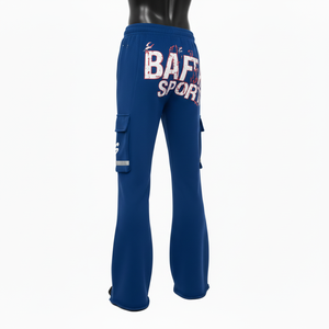 Pantalones de Chándal de Algodón y Poliéster de Primera Calidad, Pantalones Deportivos Azules con Paneles Cargo y Estampado Personalizado con Logotipo, Pantalones de Chándal para Hombre - Product Image 5