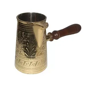 หม้อต้มนมทำจากทองเหลืองพร้อมด้ามจับสีเงินดีไซน์ใหม่สำหรับใส่กาแฟและชา - Product Image 3