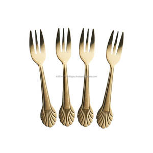 Ensemble de 4 fourchettes à fruits pour gâteau d'apéritif en or de qualité supérieure - Product Image 6