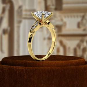 Bague de fiançailles solitaire en diamant de laboratoire taille princesse 1 carat certifiée IGI, or jaune 14 carats, bague de mariage pour cadeau d'anniversaire - Product Image 5