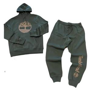 Chándales de algodón 100% para hombre, ropa de calle, Sudadera con capucha acampanada, chándales lavados con ácido, parche desgastado personalizado, bordado, se desvanece el sol - Product Image 3