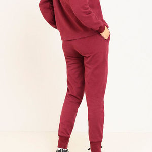 Nouvel ensemble de survêtement deux pièces personnalisable pour femme, grande taille, respirant, 100 % coton, pour l'hiver, couleur unie, taille haute, avec poches latérales - Product Image 3