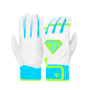 Guantes de bateo de béisbol de cielo azul rojo de cuero cómodo liso de cabra de piel de oveja de alta calidad nombre y diseño personalizados - Product Image 6
