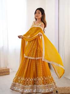Conjunto de Salwar Kameez ANARKALI con Dupatta Kediya-Lehenga para Mujer, Diseño de Fiesta, Secado Rápido, Georgette Sintética, para Todas las Temporadas, Estilo Indio - Product Image 3