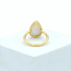 แหวนลูกแพร์ลายมูนสโตนชุบทอง18K สำหรับผู้หญิงของขวัญงานแต่งงานและปาร์ตี้จากผู้จำหน่ายอินเดีย - Product Image 4