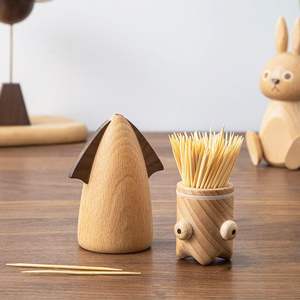 Porte-cure-dents en bois fait main écologique |   Boîte distributrice de cure-dents en bois massif naturel pour cuisine, table à manger, restaurant - Product Image 1