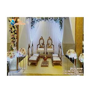Sillas de Lujo para Mandap de Boda India, Juego de Muebles Tradicionales Hindúes para Mandap de Boda, Sillas Vidhi Modernas para Boda Gujarati, EE. UU. - Product Image 1