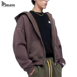 Sweats à capuche à fermeture éclair intégrale pour hommes, 450g, coton lourd, déchiré sur mesure, délavé au soleil, fermeture éclair double, sweat à capuche pour hommes, prix bas - Product Image 2