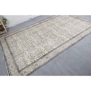 พรมตุรกีโบราณสีเบจ5.9 x 10.1ft แฮนด์เมดโพลีเอสเตอร์งานเย็บปะสำหรับห้องนั่งเล่นสี่เหลี่ยมผืนผ้าห้องโถงน้ำยาง - Product Image 2