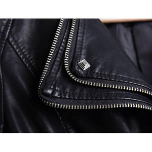 2025 arrivée femmes et hommes conception bloc de couleur veste en cuir véritable personnalisé haute qualité hiver col montant en gros - Product Image 5