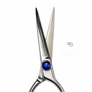 Ciseaux de coiffure professionnels en acier inoxydable, ciseaux de barbier, outil de coiffure de salon avec étui en cuir, manche bleu, qualité supérieure - Product Image 3