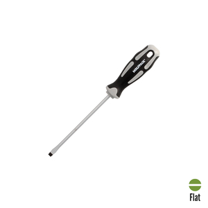 Cacciavite Piatto Stampato in Acciaio S2 con Impugnatura Bimateriale TPR Dimensioni 1,0 x Ø 5,5 x 125 mm. DIN5265 - Product Image 1