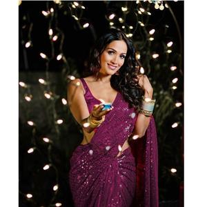 Más de moda de estilo Bollywood hermosa Georgette secuencia bordado de hombre Saree para boda y fiesta para las mujeres - Product Image 6