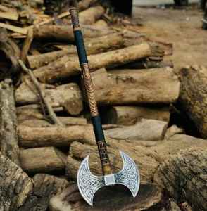 Hacha de Doble Cabeza de Acero con Alto Contenido de Carbono para Camping, Diseño Nuevo y de Alta Calidad, con Funda de Cuero Fino, en Venta - Product Image 1