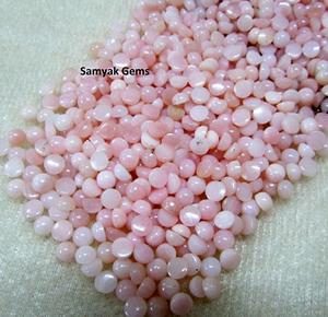 เครื่องประดับอัญมณีทรงหลวมเปิดหลังเรียบสีชมพูโอปอลอัญมณีทรงหลวมรูปทรงกลม4มม. สำหรับการทำเครื่องประดับ - Product Image 3