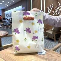 Vente en gros en stock, sacs en plastique découpés à la forme, écologiques, personnalisés, impression en gravure, rose et bleu, avec logo