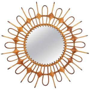 Venta al por mayor mimbre Sol Espejo tejido mimbre ratán espejo llamativo espejo colgante de pared para decoración del hogar - Product Image 5