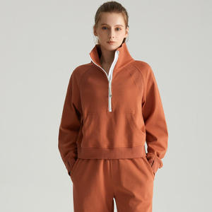 Sudadera con capucha corta de cuello alto con estilo personalizado de alta calidad para mujer, sudadera recortada con cremallera, sudaderas con capucha con logotipo personalizado, sudadera con cremallera informal - Product Image 5