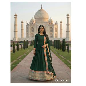 Superior Quality <b>Womens</b> Anarkali Gown with Faux Georgette Fabric & Embroidery Work <b>for</b> Ladies Party Wear and Boutique Shops Use - Product Image 1