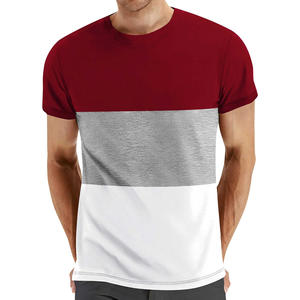 Camiseta de Punto con Bloques de Color Estilo Urbano para Hombre, Corte Regular, Tacto Suave, Transpirable, Ecológica, Uso Diario Informal, Minimalista - Product Image 2