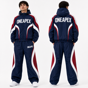 Conjunto Deportivo para Hombre, Chaqueta con Capucha y Pantalones Deportivos, Color Azul Marino, Ropa Deportiva Personalizada, Estilo Urbano, Dos Piezas, para Entrenamiento - Product Image 4