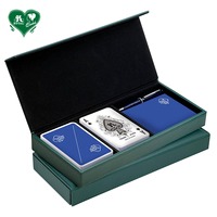 Vente en gros de boîtes de rangement pour cartes à jouer en cuir PU, logo personnalisé, couvercle rabattable, 2 jeux de cartes, L278 TW, boîte en cuir de couleur personnalisée