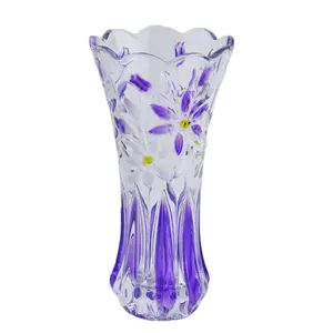 टेबल सजावट ग्लास vase आधुनिक सींग के आकार के स्पष्ट बैंगनी रंग vases फूल धारक