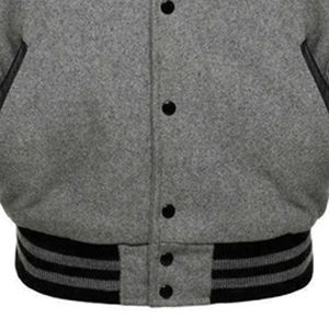 Men's High Street Style <b>Long</b> Sleeve College <b>Jacket</b> with Real Leather Front Breathable Wool Custom Logo-for Summer and <b>Winter</b> - Product Image 5