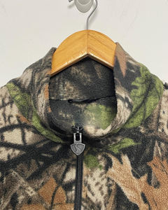 Veste en polaire camouflage feuille de chêne pour homme, motif d'arbre réaliste vert brun, fermeture éclair intégrale, équipement de chasse technique, léger, extérieur - Product Image 4