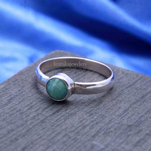 Anillo de ajuste de bisel de estilo bohemio de Plata de Ley 925 al por mayor, piedra preciosa Larimar Natural, fiesta de aniversario de boda para mujer - Product Image 4