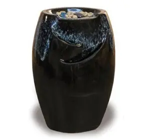 [Ruby Linh]-fontaine à eau d'extérieur noire en céramique émaillée fontaine à eau de table fontaine à eau pour boire de l'eau - Product Image 1