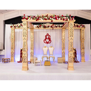 งานแต่งงานแบบฮินดู ธีมบอลลีวูด วิดี แมนดาป สวยงามด้วยการแกะสลักสีทอง  แมนดาปงานแต่งงานแบบราชวงศ์บอลลีวูด  แมนดาปไฟเบอร์งานแต่งงานแบบราชวงศ์บอลลีวูด เมลเบิร์น - Product Image 1