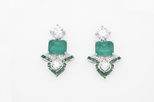 LAVINA Jade Light Baoyun Women's Trendy Art Deco Luxury <b>Stud</b> Earrings with Zircon and Rhodium & <b>Silver</b> Plating for Gift - Product Image 4