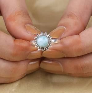 สินค้ามาใหม่เครื่องประดับชั้นดี925แข็งเงินแท้ลาริมาร์แค็บขนาด7มม. อัญมณีทรงหลังเบี้ยแหวน baho eeternity Vermeil - Product Image 4