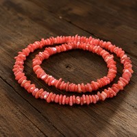 Collier en éclats de coquillages de corail naturel avec chaîne plaquée argent, bijoux perlés en pierre de plage style bohème, vente en gros pour femmes