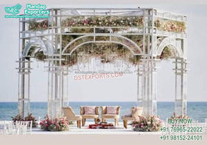 Grand Mandap de mariage sur le thème Or Blanc, Mandap de mariage indien du Sud de l'Inde à Londres, Mandap de mariage indien traditionnel en Angleterre - Product Image 6