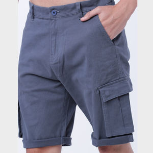 Short cargo bleu ardoise solide écologique respirant à séchage rapide pour hommes tissu polyester multi-poches décontracté - Product Image 6