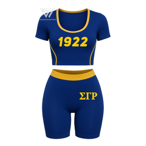 Greek Sigma Gamma Rho Sorority ropa bordada Spandex mujer 2 piezas conjunto de entrenamiento - Product Image 1