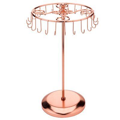 Copper Plated Rotating Jewelry Stand Ring Earring Necklace Jewelry Stand Fashion Design Round Jewelry Display Holder