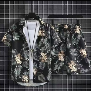 Customizable <b>Men's</b> Summer Top and <b>Shorts</b> Set Hawaii Casual Loose Fit Shirt with Trendy Print Beachwear Lightweight Outfit - Product Image 4