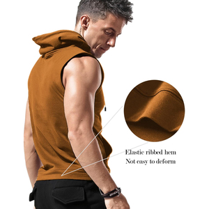 Men's Sleeveless Hoodie OEM 2024 Hot Selling Fitness Sleeveless <b>Hoodies</b> Stretchy Training Sleeveless <b>Workout</b> Gym Hoodie for Men - Product Image 6