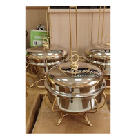 Luxus Mini Food Warmer Hand gefertigte Chafing Dish aus Edelstahl und vergoldet mit Messing beinen für Hotels und Restaurants