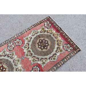 Tapis turc 3,1 x 5,9 pieds, tapis d'appoint vintage, tapis persan rouge - Product Image 5