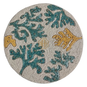 Manteles individuales con cuentas, alfombrilla redonda de algodón, Decoración de mesa hecha a mano de lujo, exportador directo de fábrica, proveedor artesanal al por mayor a granel, India - Product Image 3