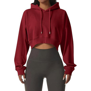 เสื้อฮู้ดแฟชั่นผู้หญิง เสื้อฮู้ดสั้นเซ็กซี่ เสื้อครอปผ้าฝ้าย แขนยาว สตรีทแวร์ สบายๆ - Product Image 1