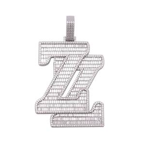 Double Z Lettre Pendentif Homme Baguette et Diamant Rond Pendentif Hip Hop Bijoux Fantaisie Plus Beau Cadeau pour Homme - Product Image 1