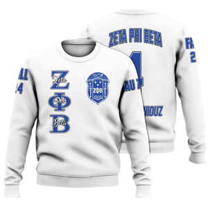 Sweat-shirt à col rond pour femmes Zeta Phi Beta Greek Crewneck, sororité 1920, bleu, broderie - Product Image 3